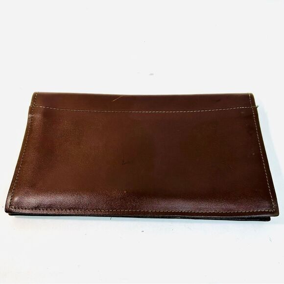 VNTG Mid-Century Brown Leather Fold Over Envelope Carrier Clutch 12.25” x 6.75” - Picture 12 of 14